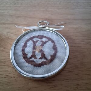 Elegant Monogram Holiday Ornament - Brown and Cream